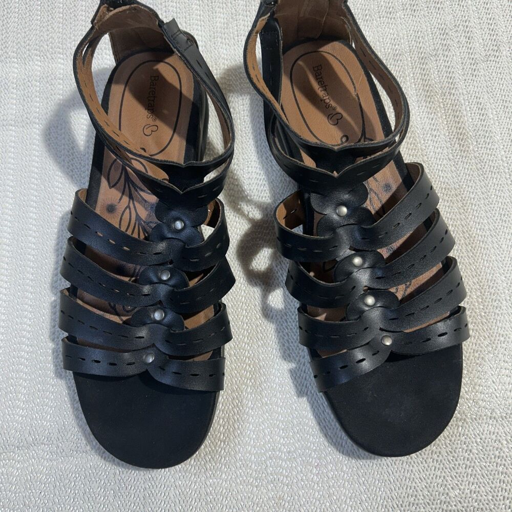 Bare Traps Reeta Gladiator Sandals 9/1/2 M Black Leather Upper Comfort